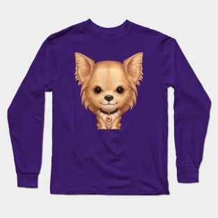 Fawn Longhaired Chihuahua Dog Long Sleeve T-Shirt